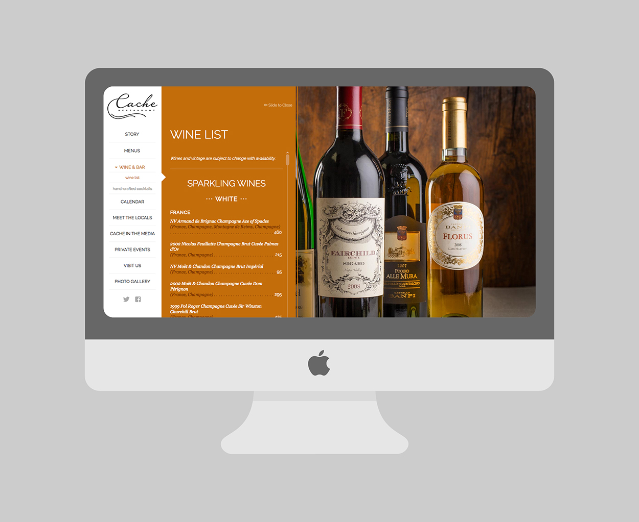 Cache Restaurant Web Design